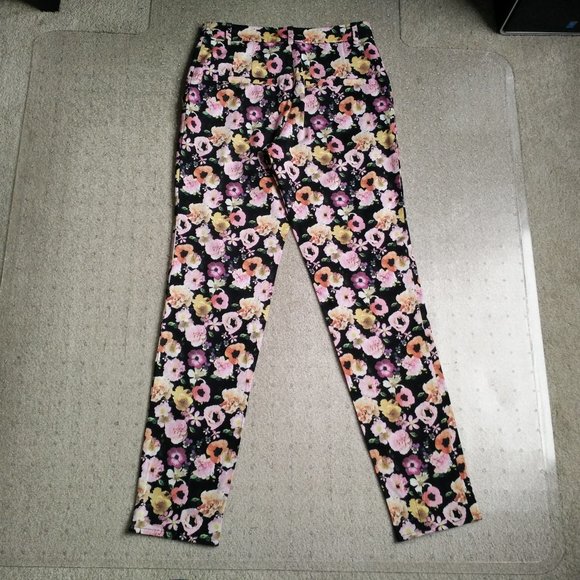 H&M Women's Floral Skinny Cropped Pants Size 2 - Picture 2 of 4